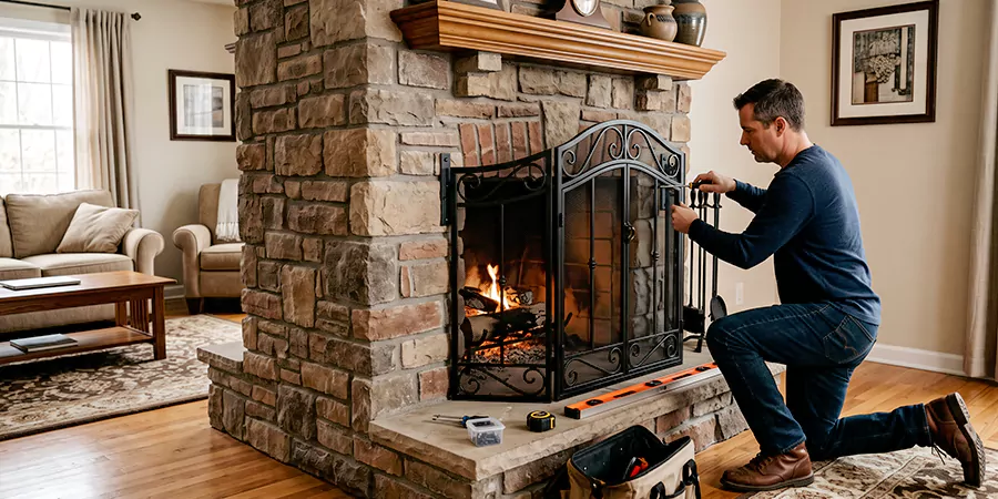 Custom and Decorative Fireplace Screen Installation South Gate
