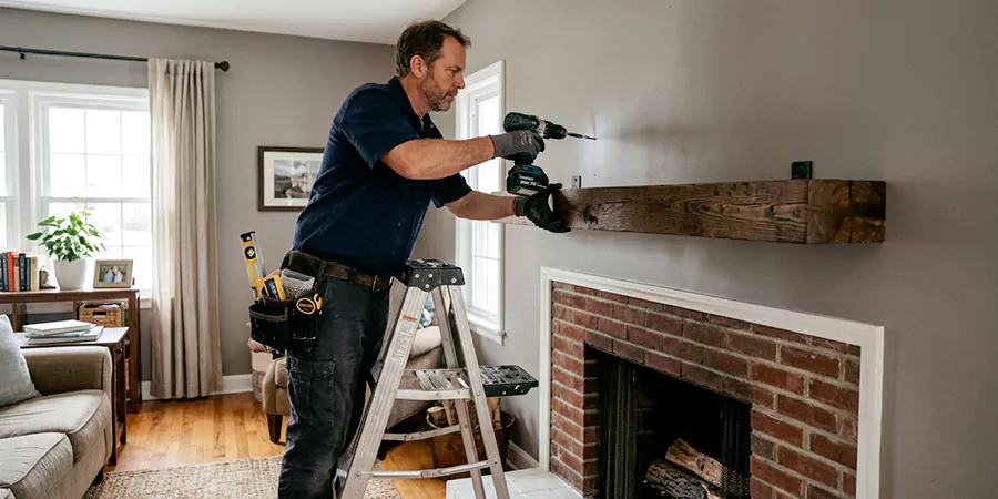 Floating Shelf Mantel Installation South Gate