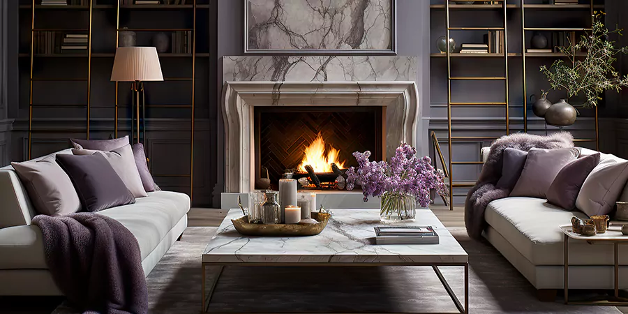 Modern Tile and Stone Fireplace Design South Gate